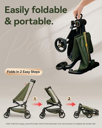 Oneye Travel Stroller for Airplane, Ultra Lightweight Baby Stroller for Toddlers with Canopy, Foldable & Compact Strollers with Jumbo Seat & Large Storage Basket,10.19lb,Stable & One-Hand Fold, Green in Saudi Arabia