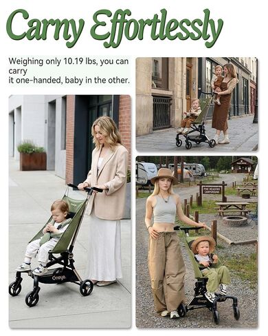 Oneye Travel Stroller for Airplane, Ultra Lightweight Baby Stroller for Toddlers with Canopy, Foldable & Compact Strollers with Jumbo Seat & Large Storage Basket,10.19lb,Stable & One-Hand Fold, Green in Saudi Arabia