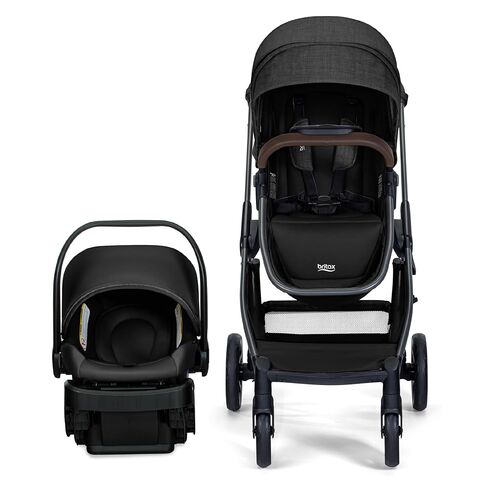 Britax Phases Travel System with Arbor Infant Car Seat, StayTight Base, & Parent Organizer; Car Seat and Stroller Combo with DuoConnect; 6-in-1 Stroller Includes Pramette Mode Raven Black in Kuwait