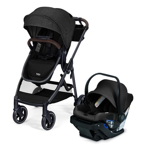 Britax Phases Travel System with Arbor Infant Car Seat, StayTight Base, & Parent Organizer; Car Seat and Stroller Combo with DuoConnect; 6-in-1 Stroller Includes Pramette Mode Raven Black in Kuwait