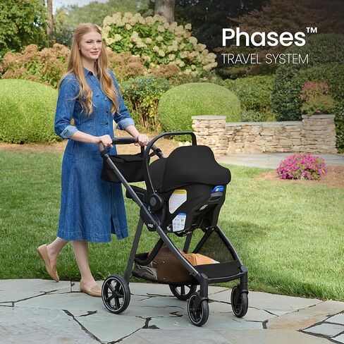 Britax Phases Travel System with Arbor Infant Car Seat, StayTight Base, & Parent Organizer; Car Seat and Stroller Combo with DuoConnect; 6-in-1 Stroller Includes Pramette Mode Raven Black in Kuwait