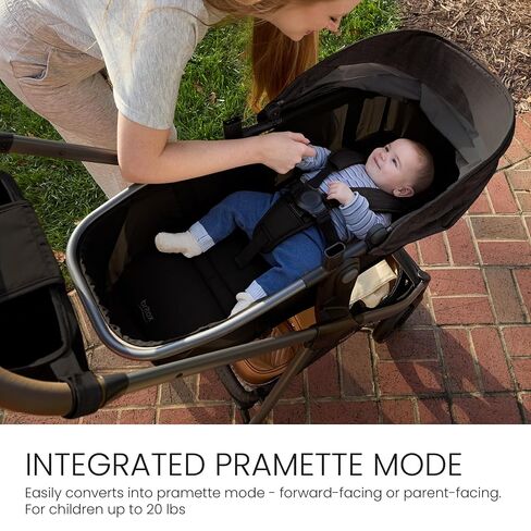 Britax Phases Travel System with Arbor Infant Car Seat, StayTight Base, & Parent Organizer; Car Seat and Stroller Combo with DuoConnect; 6-in-1 Stroller Includes Pramette Mode Raven Black in Kuwait