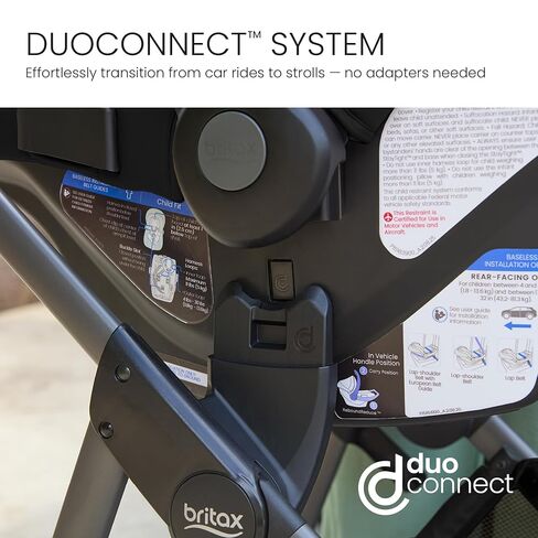 Britax Phases Travel System with Arbor Infant Car Seat, StayTight Base, & Parent Organizer; Car Seat and Stroller Combo with DuoConnect; 6-in-1 Stroller Includes Pramette Mode Raven Black in Kuwait