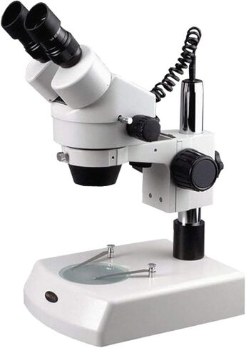 AmScope SM-2BZ مجهر تكبير ستيريو ثنائي العينين احترافي، عدسات WH10x، تكبير 3.5X-90X، هدف تكبير 0.7X-4.5X، إضاءة هالوجين علوية وسفلية، حامل عمود، 110 فولت-120 فولت، يتضمن عدسات بارلو 0.5x و2.0x in Kuwait
