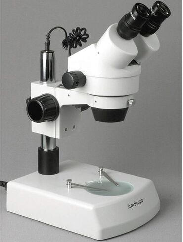 AmScope SM-2BZ مجهر تكبير ستيريو ثنائي العينين احترافي، عدسات WH10x، تكبير 3.5X-90X، هدف تكبير 0.7X-4.5X، إضاءة هالوجين علوية وسفلية، حامل عمود، 110 فولت-120 فولت، يتضمن عدسات بارلو 0.5x و2.0x in Kuwait