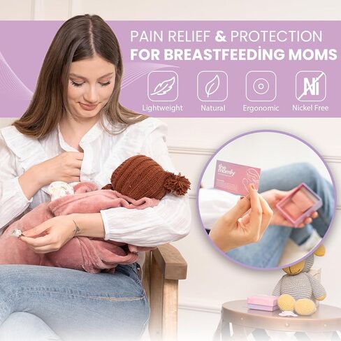 دروع حلمات الرضاعة الفضية - أكواب رضاعة واقية ثلاثية الطبقات للرضاعة الطبيعية، خالية من النيكل | حقيبة تخزين مجانية - عادية in Kuwait
