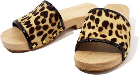 Ladies Wooden Clogs, Genuine Leather Handmade Wood Slippers for Women in Kuwait
