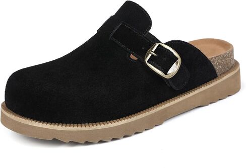 baobeijiadao Genuine Suede Clogs for Women Platform Arch Support Soft Cork Footbed Leather Mules Womens Slip On Casual Shoes Sandals in Saudi Arabia