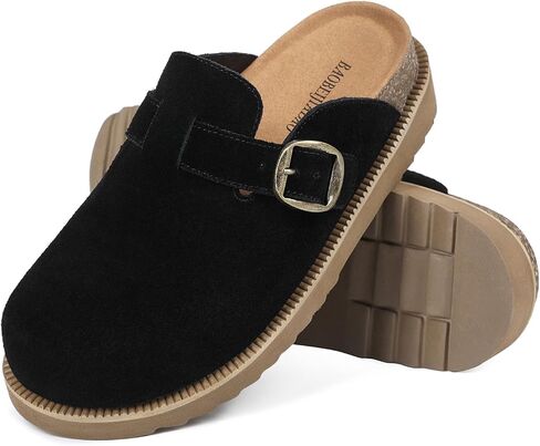 baobeijiadao Genuine Suede Clogs for Women Platform Arch Support Soft Cork Footbed Leather Mules Womens Slip On Casual Shoes Sandals in Saudi Arabia
