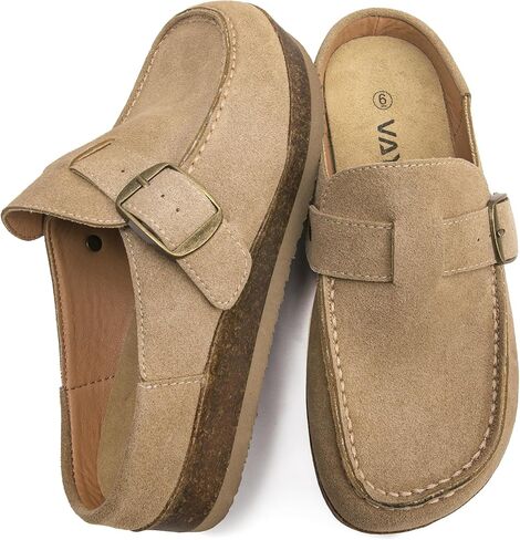 Genuine Leather Clogs for Women - Slip Resistant Non-Slip Sole, Memory Foam Insole, Comfortable Slip On Work Clogs, Versatile for Office Kitchen Casual Daily Wear in Saudi Arabia