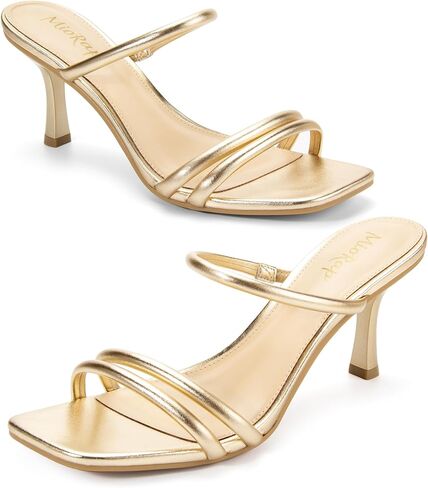 Heels for Women Square Open Toe Strappy Mules Women's Heeled Sandals Summer Dressy Comfort Sexy Shoes Weeding Party in Kuwait