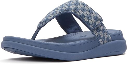 صنادل كاجوال للسيدات من FitFlop على شكل حرف F-Mode Go قابلة للتعديل من قماش الدنيم مع كعب عريض 1.5 بوصة ووسادة قدم مبطنة in Kuwait