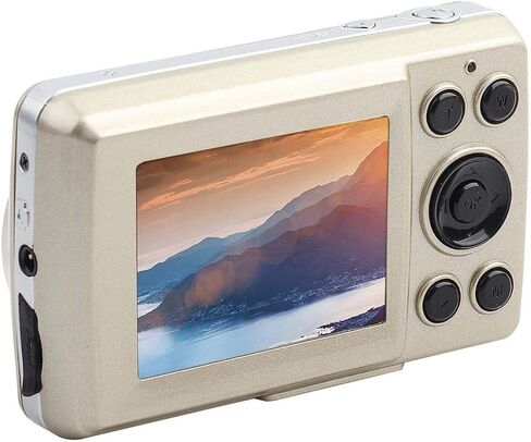 كاميرا رقمية صغيرة، كاميرا فيديو بدقة 5 ميجابكسل 720 بكسل عالية الدقة مع تكبير 16X وشاشة LCD مقاس 2.4 بوصة، للسفر في الهواء الطلق والاستخدام المنزلي (ذهبي) in Kuwait