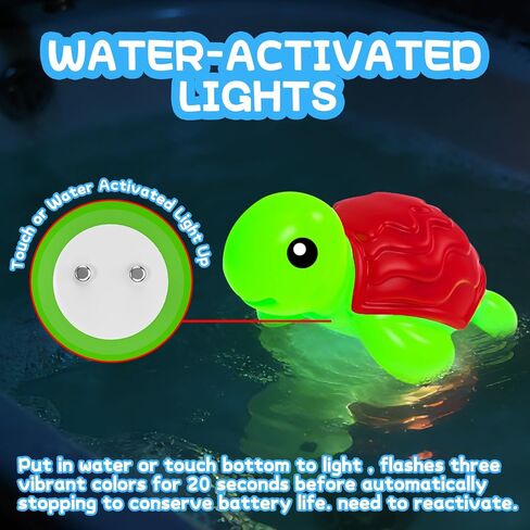 Light Up Bath Toys,No Hole Mold Free Baby Bath Toys,Ocean Animal Water-Activated Lights Flashes and Change Color,Sensory Lights Toys for Babies and Toddlers,Bathtub,Shower,Water Table, Pool in Kuwait