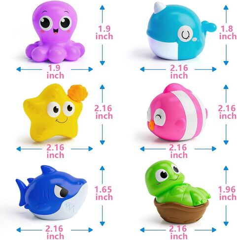 Light Up Bath Toys, Toddler Pool Toys for 1 2 3 Year Old Girl Boy, Water Activated Bath Toys for Kids Ages 1-3, Glowing Baby Bath Toys for Boy & Girl Gifts, 6 Pack in Kuwait