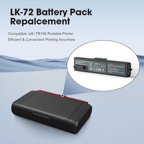 حزمة بطارية بديلة E EGOWAY LK-72 لطابعة Canon PIXMA TR150، بطارية قابلة لإعادة الشحن 10.8 فولت 3500 مللي أمبير في الساعة، طاقة محمولة عالية السعة للطباعة الفعالة (البطارية فقط) in Kuwait