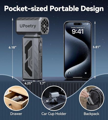 UPoety Electric Air Duster-130000RPM Super Power Cordless Air Duster, Stepless Adjustable Mini Blower with Fast Charging, Dust Blower for Computer, Keyboard, House, Outdoor and Car in Saudi Arabia