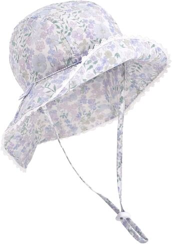 HOOLCHEAN Baby Toddler Girl Sun Hat Little Kid Floral Cotton Bonnet with Wide Brim & Neck Flap, 6M-6T in Saudi Arabia