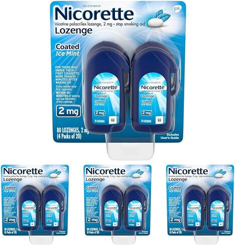 Nicorette 2 mg Coated Nicotine Lozenges to Help Stop Smoking - Ice Mint Flavored Stop Smoking Aid, 80 Count in Kuwait
