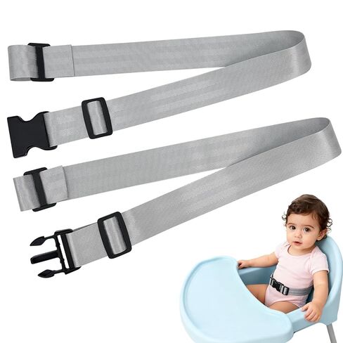 Baby 2-Point Safety Harness Straps,high Chair Straps, Adjustable Child Security Belt for Stroller, Pushchair & Bike Seat – Replacement Safety Straps for Toddler (Gray White, 62 lnch(Pack of 1)) in Saudi Arabia