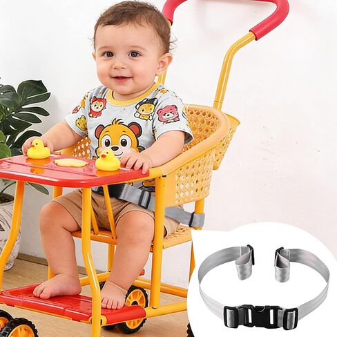 Baby 2-Point Safety Harness Straps,high Chair Straps, Adjustable Child Security Belt for Stroller, Pushchair & Bike Seat – Replacement Safety Straps for Toddler (Gray White, 62 lnch(Pack of 1)) in Saudi Arabia