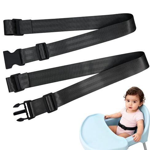 Baby 2-Point Safety Harness Straps,high Chair Straps, Adjustable Child Security Belt for Stroller, Pushchair & Bike Seat – Replacement Safety Straps for Toddler (Gray White, 62 lnch(Pack of 1)) in Saudi Arabia