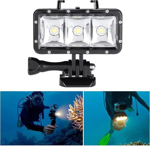 Underwater Waterproof Diving LED Video Light 30m / 98.4ft, Mini 3W Portable Fill Lamp with 3 Modes - Long Battery Life, Compatible with & Action Cameras in Kuwait