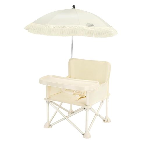 Portable Folding Baby Dining Chair, Outdoor high Chair, Foldable Toddler Feeding seat with Sunshade and seat Belt in Kuwait