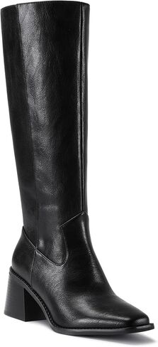 Knee High Boots for Women, Squared Toe Chunky Heel Tall Boots in Kuwait