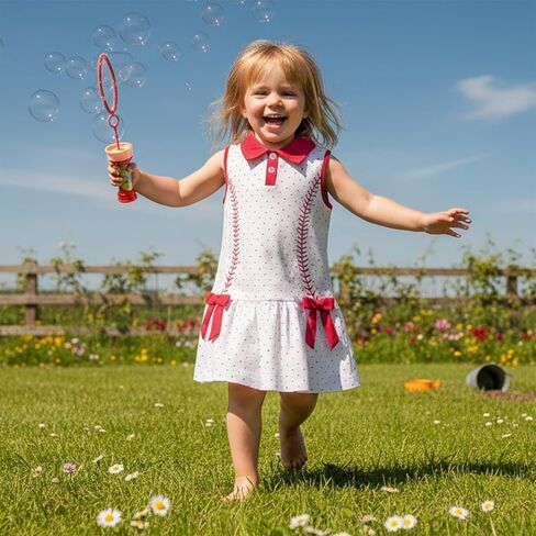 1-5Y Toddler Clothes Baby Girl Baseball Dress Sleeveless Collared Polka Dots Print Bows Dresses Summer Outfit in Saudi Arabia