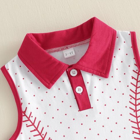 1-5Y Toddler Clothes Baby Girl Baseball Dress Sleeveless Collared Polka Dots Print Bows Dresses Summer Outfit in Saudi Arabia