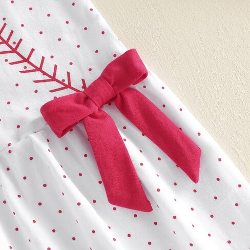 1-5Y Toddler Clothes Baby Girl Baseball Dress Sleeveless Collared Polka Dots Print Bows Dresses Summer Outfit in Saudi Arabia