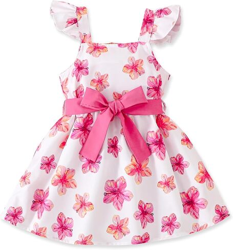 Toddler Baby Girl Dresses Ruffle Sleeveless Little Kid Floral Summer Beach Sundress Party Hawaii Boho Outfits in Saudi Arabia