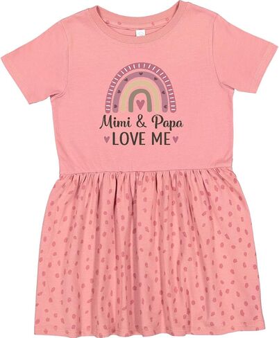inktastic Mimi and Papa Love Me Rainbow Toddler Dress in Saudi Arabia