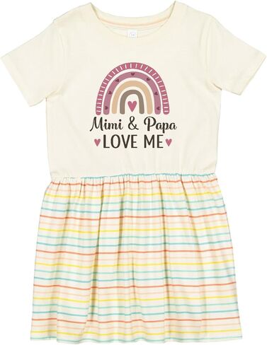 inktastic Mimi and Papa Love Me Rainbow Toddler Dress in Saudi Arabia
