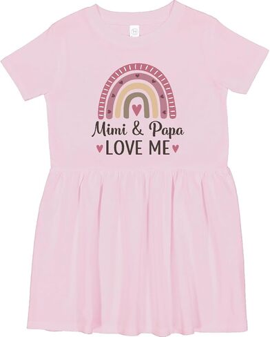 inktastic Mimi and Papa Love Me Rainbow Toddler Dress in Saudi Arabia