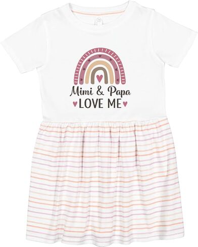 inktastic Mimi and Papa Love Me Rainbow Toddler Dress in Saudi Arabia