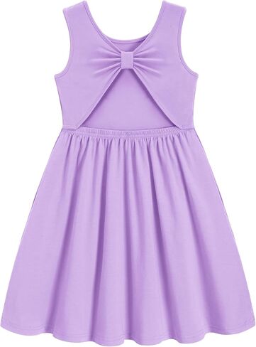 Arshiner Toddler Girls Summer Dress Backless Sleeveless Cotton Casual Beach Party Sundress with Pockets in Kuwait
