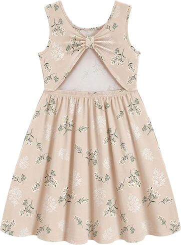 Arshiner Toddler Girls Summer Dress Backless Sleeveless Cotton Casual Beach Party Sundress with Pockets in Saudi Arabia