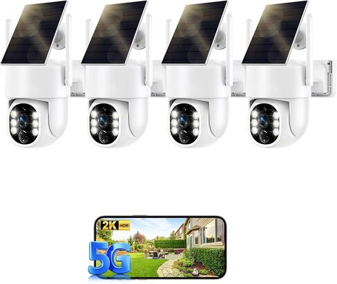 Solar Security Cameras Wireless Outdoor, 5G&2.4GHz Cameras for Home Security, 2K Solar Outdoor Camera, Color Night Vision, AI Human Detection, 2-Way Talk, Siren Alarms (2-Pack) in Saudi Arabia