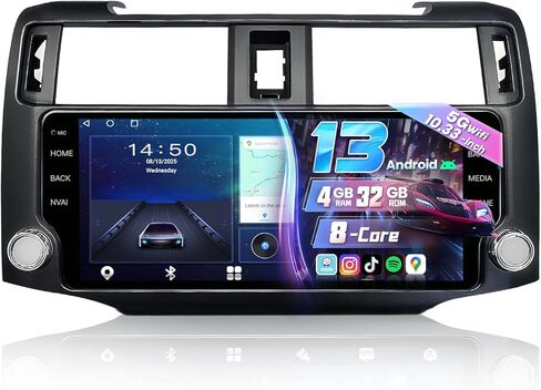 8 Core 10.33 بوصة راديو سيارة لتويوتا 4Runner 2009-2021 JBL مع Carplay اللاسلكي Android Auto و Android 12 IPS Touch Screen Radio GPS 48-EQ BT DSP SWC MIC Camera 4+32g ، Black ، Black in Kuwait