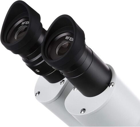 AmScope SE306R-P-E مجهر ستيريو رقمي مثبت للأمام، عدسات WF10x، تكبير 20X و40X، أهداف 2X و4X، إضاءة هالوجين علوية وسفلية، لوحة مسرح سوداء/بيضاء قابلة للعكس، حامل عمود، 120 فولت، يتضمن كاميرا 0.3 ميجابكسل وS in Kuwait