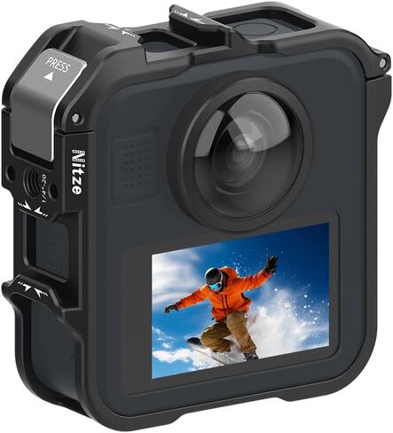 Nitze MAX2 Cage for GoPro MAX2 360 Action Camera, Aluminum Alloy Protective Cage with Built-in Cold Shoe and 1/4" Locating Hole - T-GP04A in Kuwait