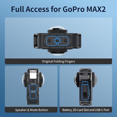 Nitze MAX2 Cage for GoPro MAX2 360 Action Camera, Aluminum Alloy Protective Cage with Built-in Cold Shoe and 1/4" Locating Hole - T-GP04A in Kuwait