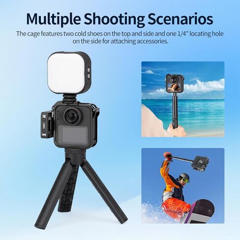 Nitze MAX2 Cage for GoPro MAX2 360 Action Camera, Aluminum Alloy Protective Cage with Built-in Cold Shoe and 1/4" Locating Hole - T-GP04A in Kuwait