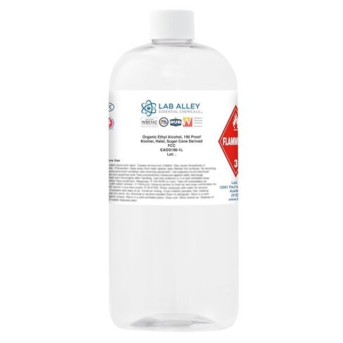 Ethanol 190 Proof (95%) Certified Organic/Vegan Sugar Cane Alcohol, FCC Food Grade-1 Litre in Saudi Arabia