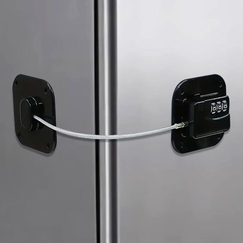 Heavy Duty Refrigerator Lock Cabinet Locks Child Safety Cabinet Locks Combination Fridge Lock for Cabinets Drawers Refrigerator (Black), 2.7X2.7IN in Saudi Arabia