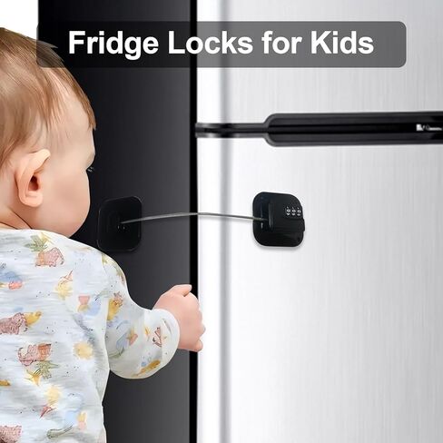 Heavy Duty Refrigerator Lock Cabinet Locks Child Safety Cabinet Locks Combination Fridge Lock for Cabinets Drawers Refrigerator (Black), 2.7X2.7IN in Saudi Arabia