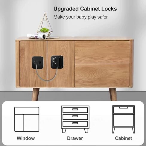 Heavy Duty Refrigerator Lock Cabinet Locks Child Safety Cabinet Locks Combination Fridge Lock for Cabinets Drawers Refrigerator (Black), 2.7X2.7IN in Saudi Arabia