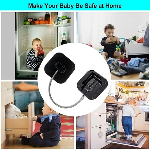Heavy Duty Refrigerator Lock Cabinet Locks Child Safety Cabinet Locks Combination Fridge Lock for Cabinets Drawers Refrigerator (Black), 2.7X2.7IN in Saudi Arabia